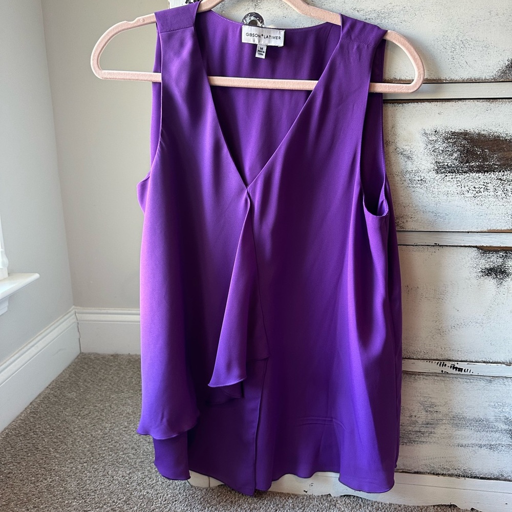 Gibson Purple Sleeveless Blouse